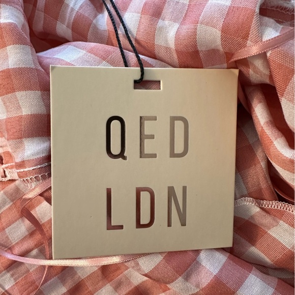QED London frill wrap cami mini dress in pink gingham print NWT - Picture 6 of 8